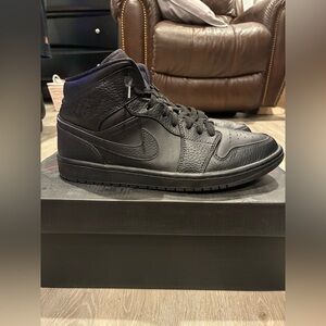Black Nike Mid Jordan 1
